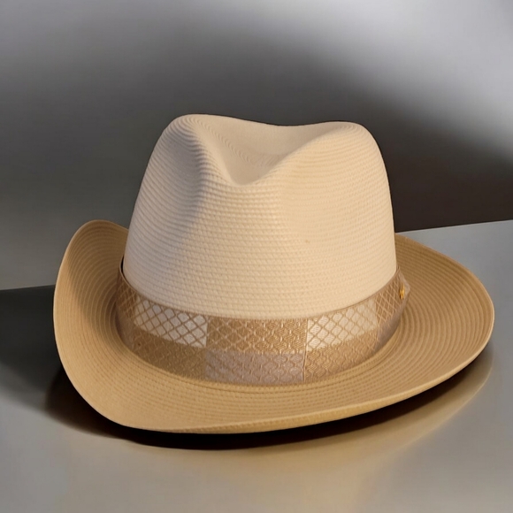 Stetson Andover Florentine Milan braid hat Ivory Conjiac Vintage never worn - Picture 8 of 12